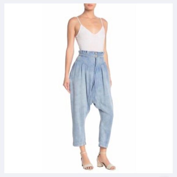 Free people size 4 paper bag high waist denim - Picture 11 of 11